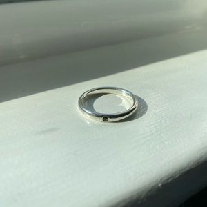 Tiffany & Co silver ring with green gemstone